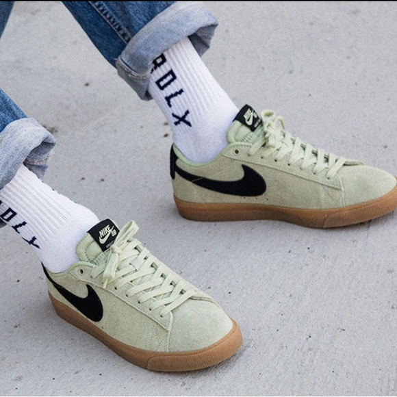 Nike Other - Nike Men's Sneaker SB Blazer Low GT Olive Aura Green Suede Leather Low Top 13